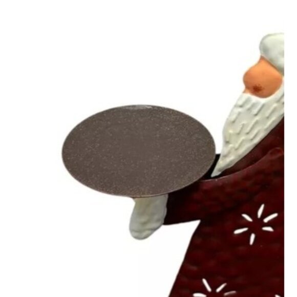 Santa Claus Christmas Metal Candle Holder with Star Accents Holiday Décor - Picture 3 of 4